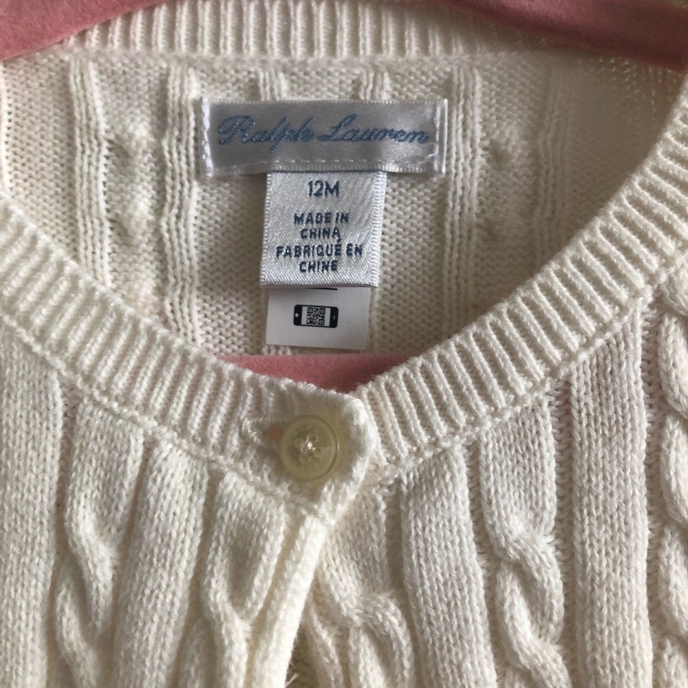 Ralph Lauren Mini-Cable Cotton Cardigan 12M - Picture 8 of 10